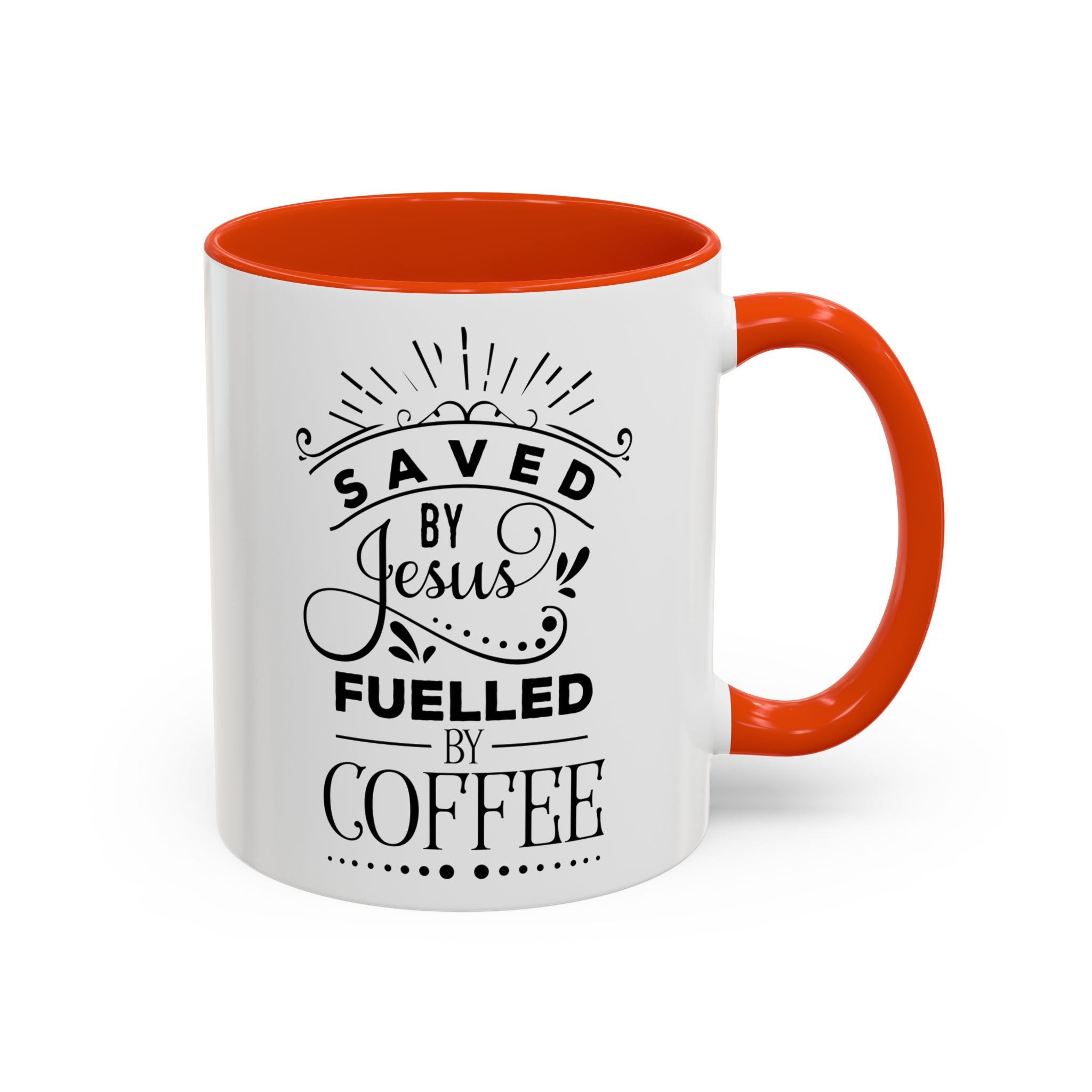 Jesus and Coffee Mug, Inspirational Christian Gift, Colorful Ceramic Cup, Saved By Jesus Fueled By Coffee, Many Colors, Kitchen Decor, Tea