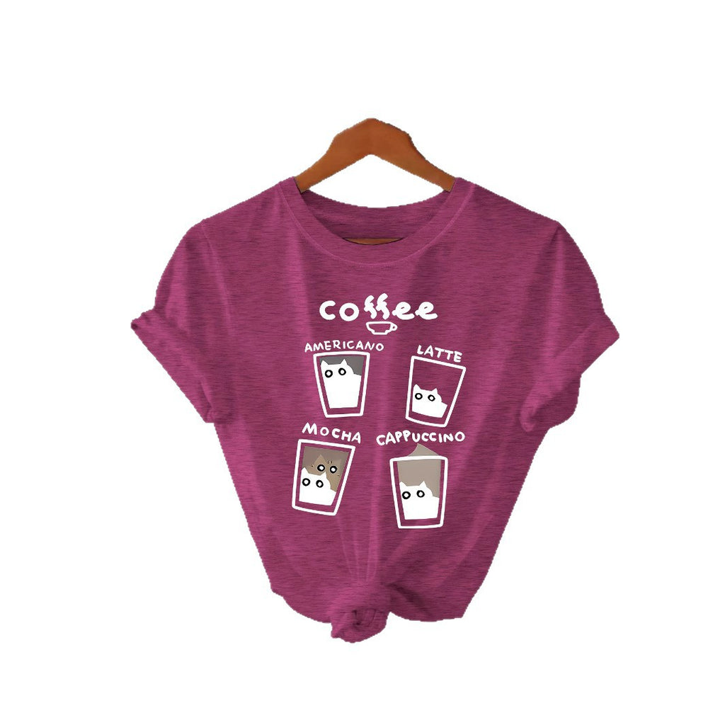 T-shirt short sleeved women's coffee cup