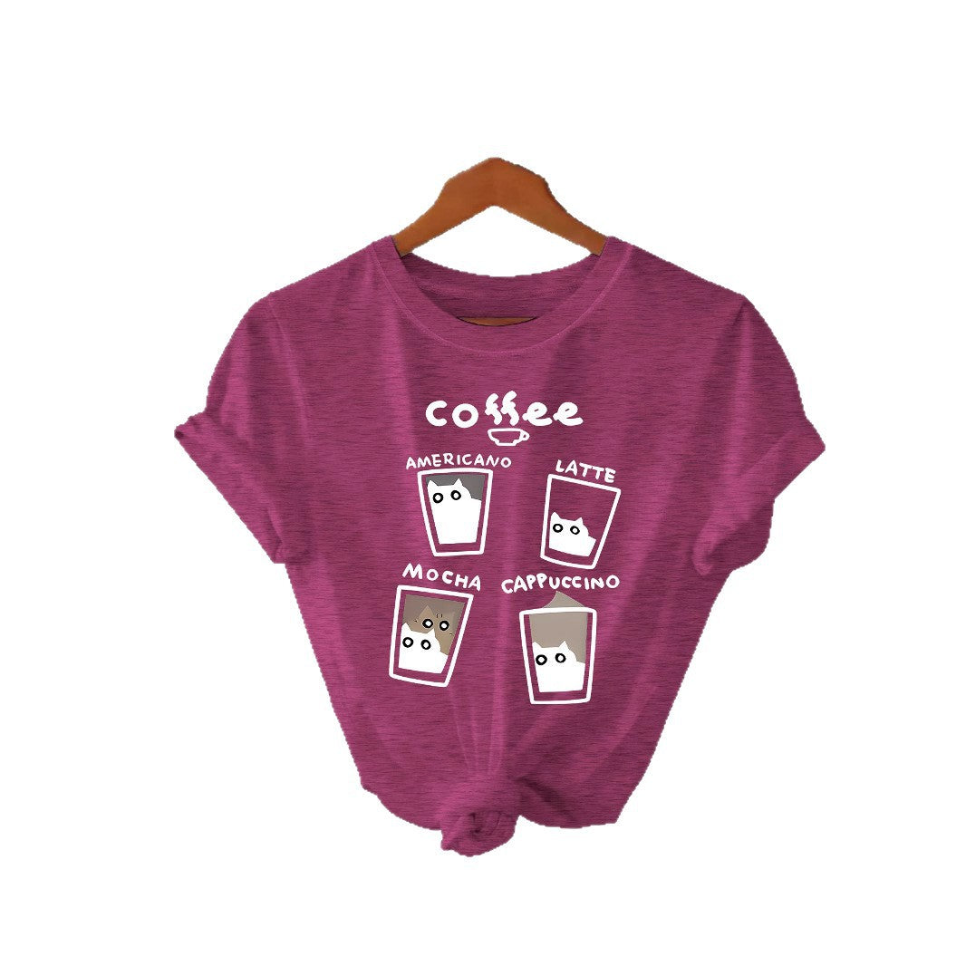 T-shirt short sleeved women's coffee cup