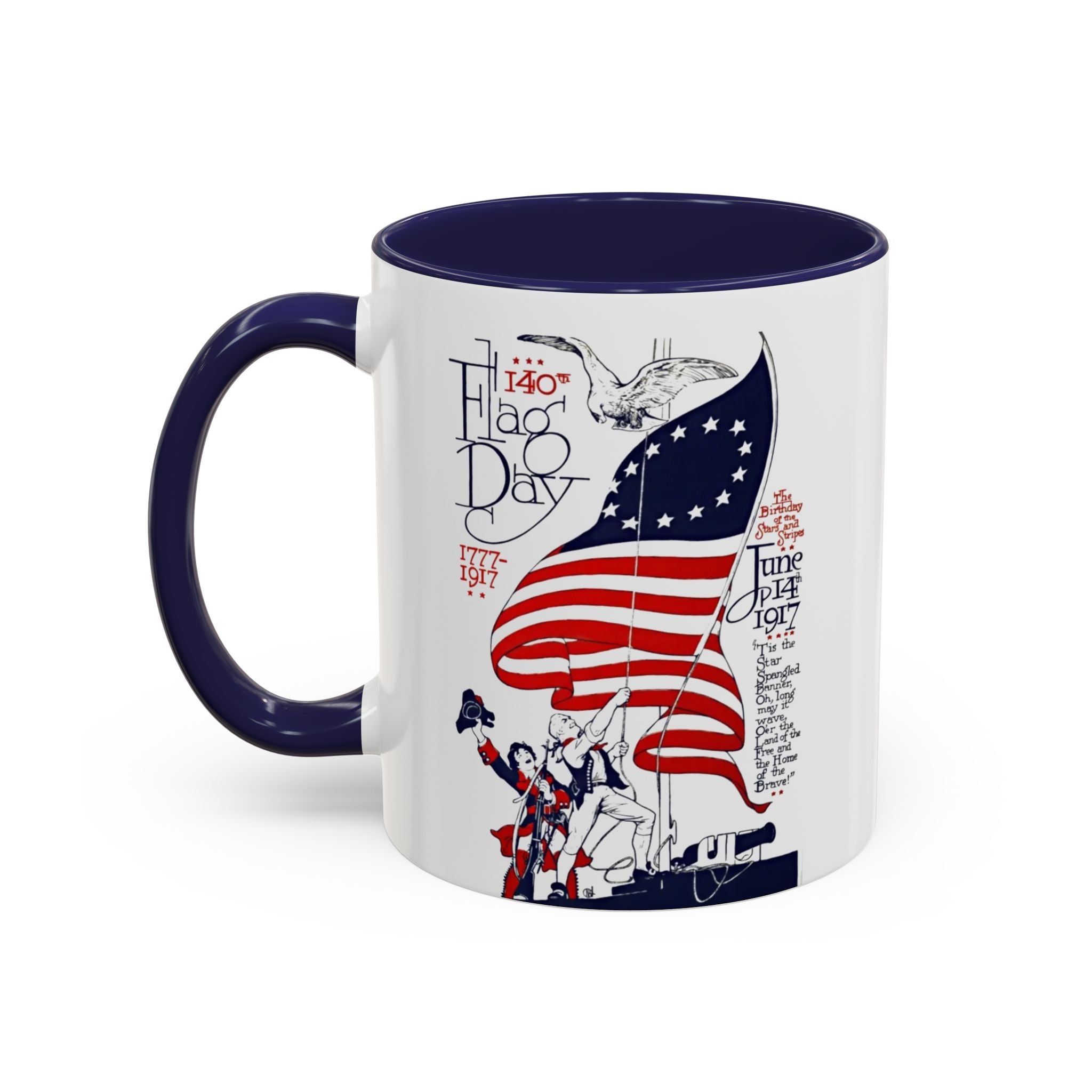 American Flag Day June 14th Parade Illustration Mug | Accent Coffee Mug