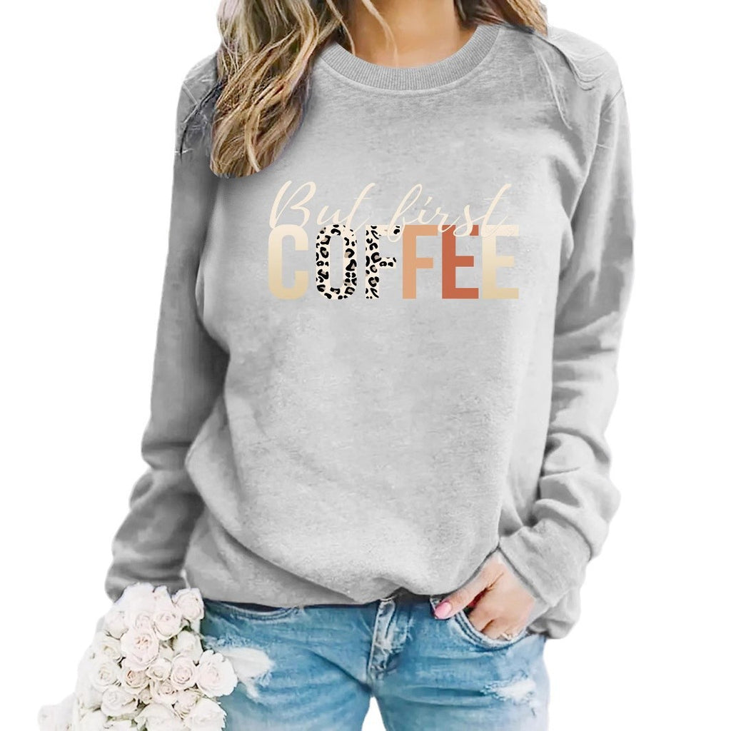 Coffee print pullover sweatshirt sweatshirt