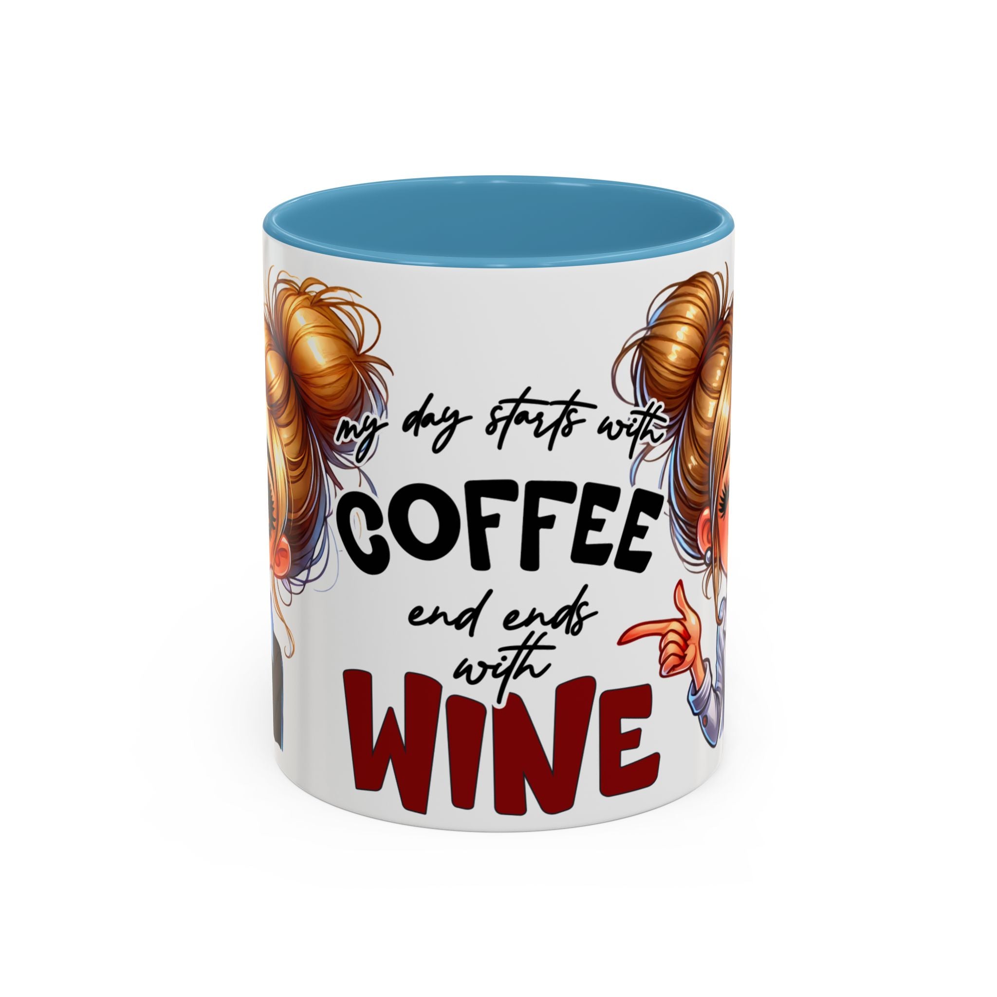My Day Starts With Coffee and Ends With Wine Mug | Accent Coffee Mug