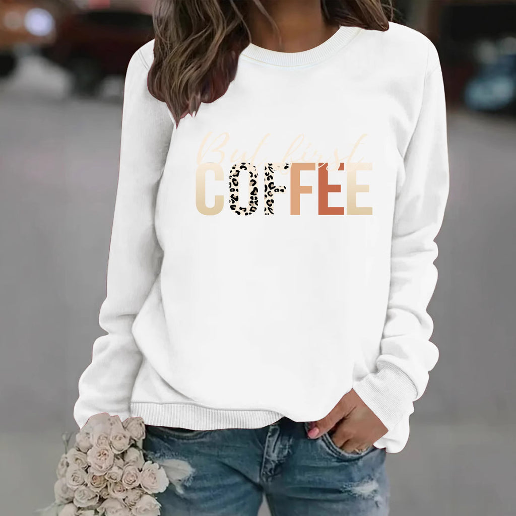 Coffee print pullover sweatshirt sweatshirt