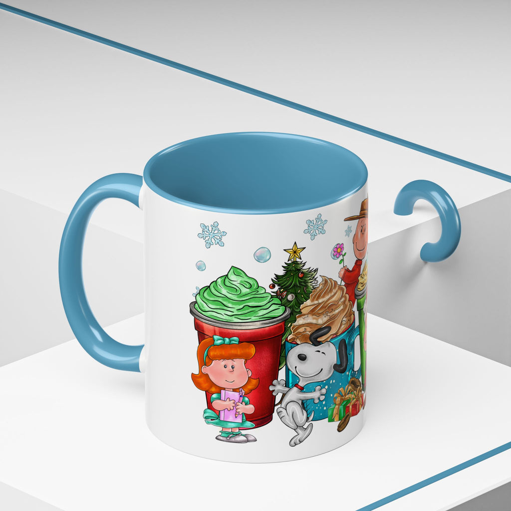 The Peanut Gang Christmas Characters Accent Coffee Mug | Holiday Cocoa Cartoon Mug