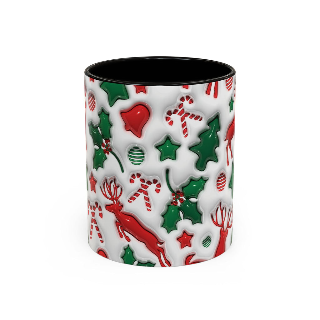 Festive Holiday Mugs, Christmas Coffee Cups, Colorful Reindeer and Candy Cane Design, Cozy Winter Drinkware, Perfect Gift for Holidays