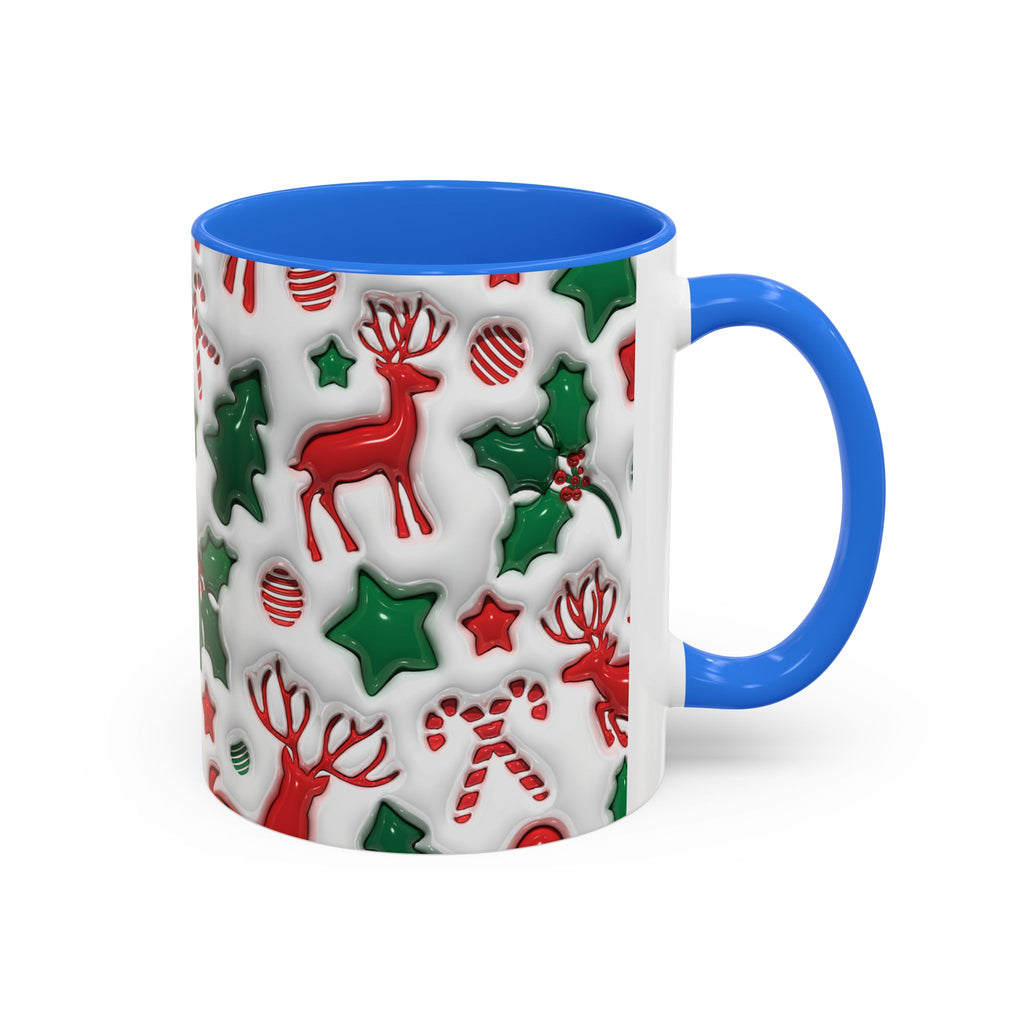 Festive Holiday Mugs, Christmas Coffee Cups, Colorful Reindeer and Candy Cane Design, Cozy Winter Drinkware, Perfect Gift for Holidays