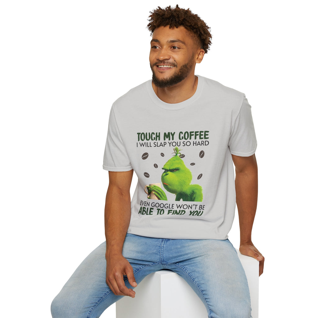 Funny Grinch Coffee T-Shirt, Unisex Tee for Coffee Lovers, Holiday Gift, Quirky Humor Shirt, Perfect for Christmas and Birthdays