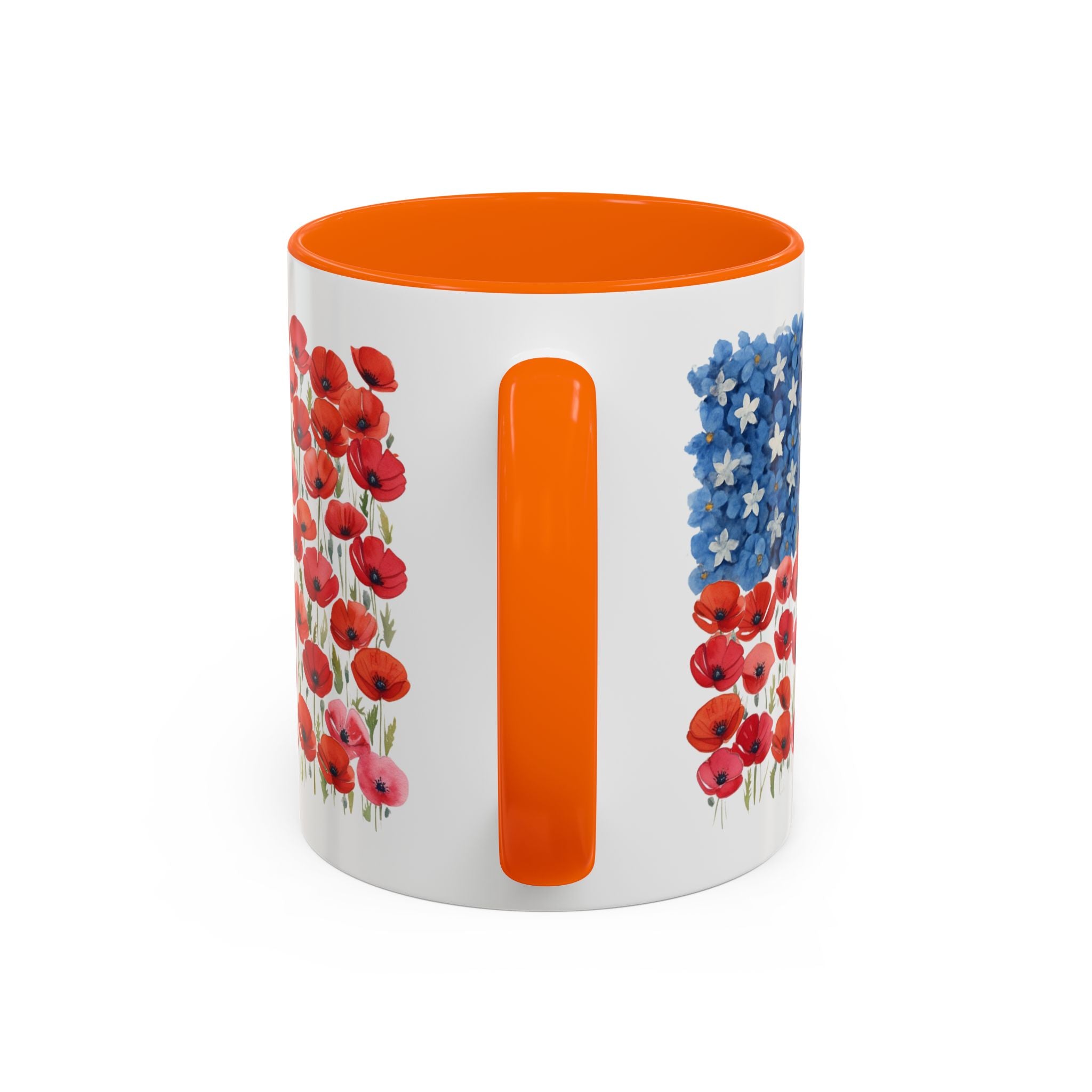 Poppy Flowers  American Flag Mug | Accent Coffee Mug