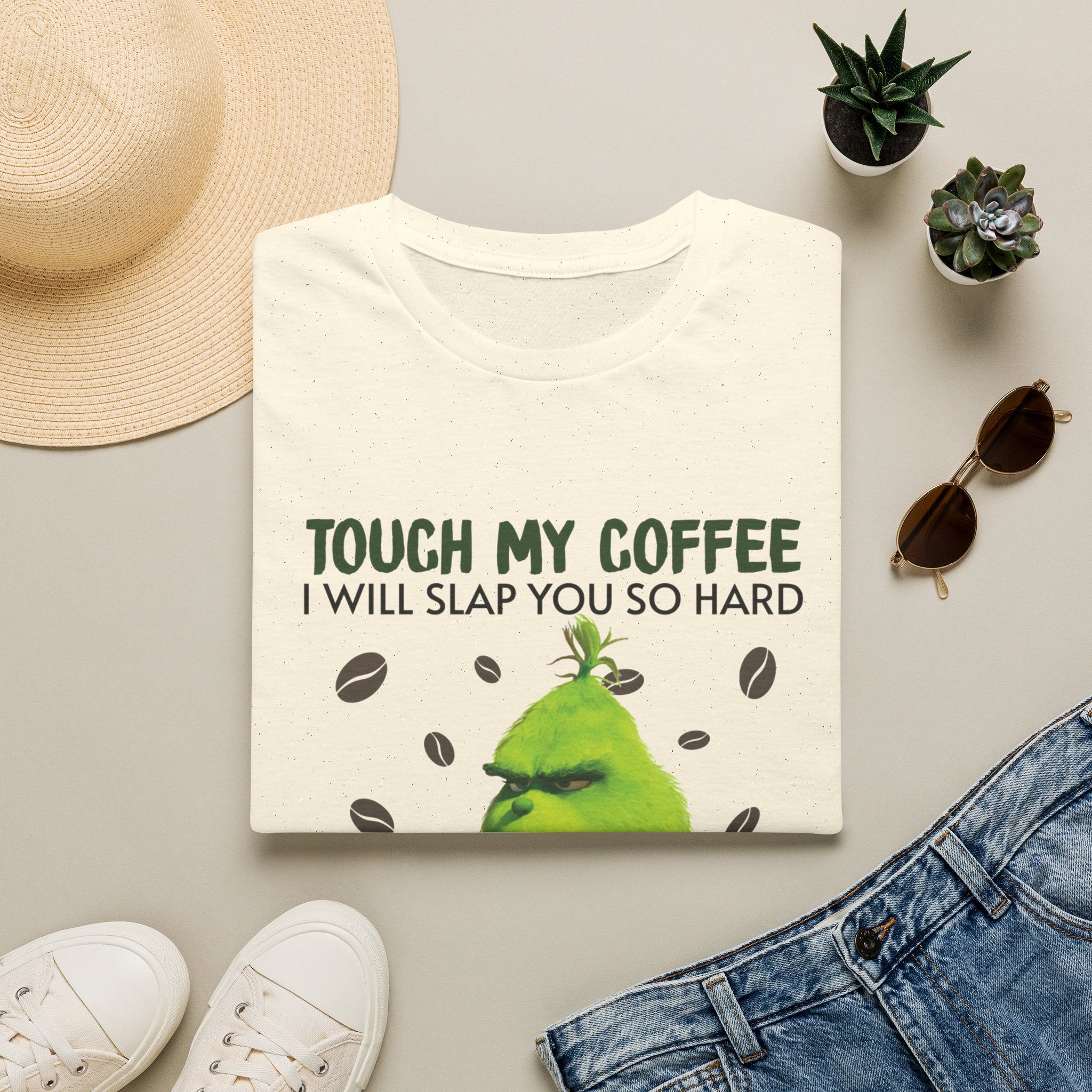 Funny Grinch Coffee T-Shirt, Unisex Tee for Coffee Lovers, Holiday Gift, Quirky Humor Shirt, Perfect for Christmas and Birthdays