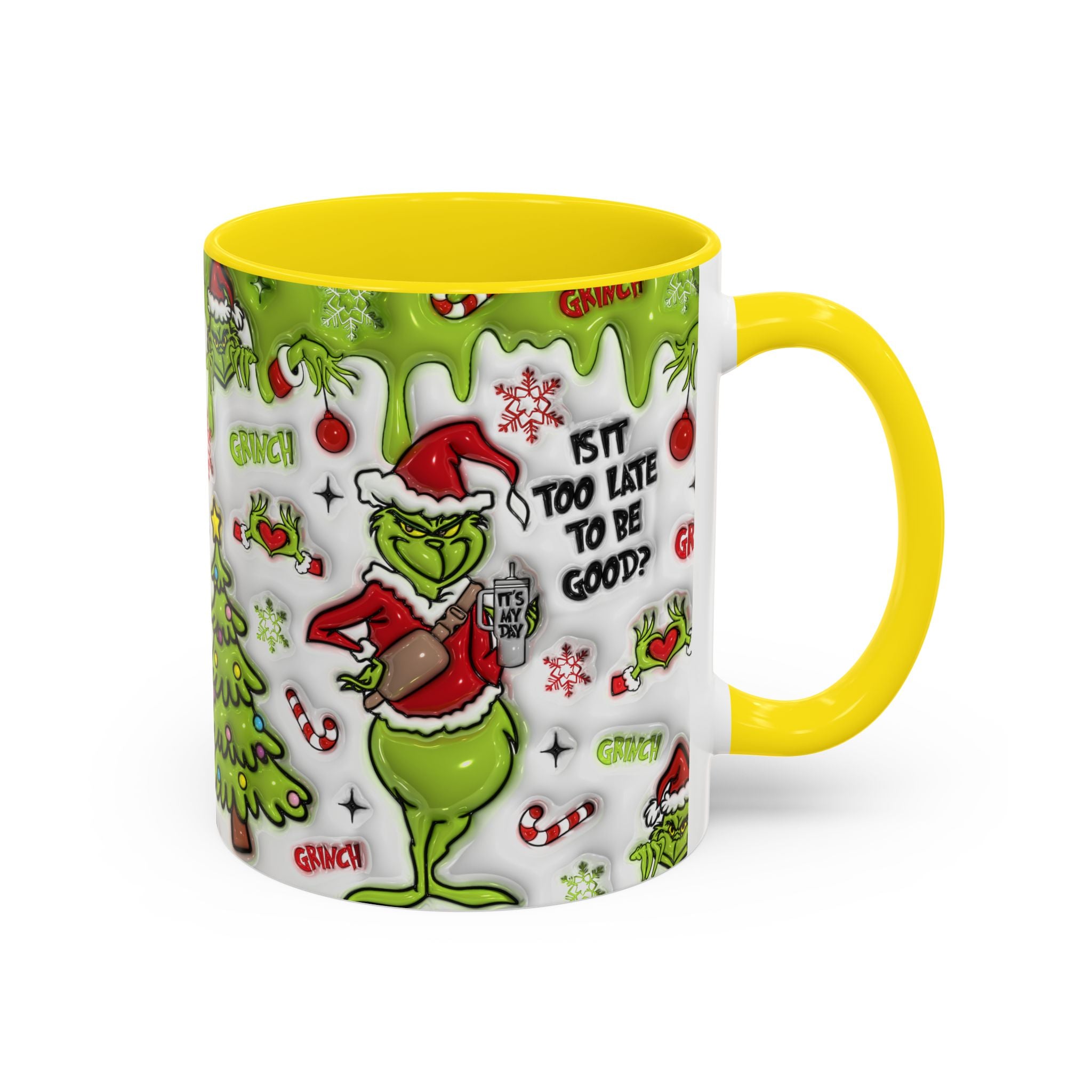 Grinch Holiday Coffee Mug — "Is It Too Late to Be Good?" Accent 11/15oz