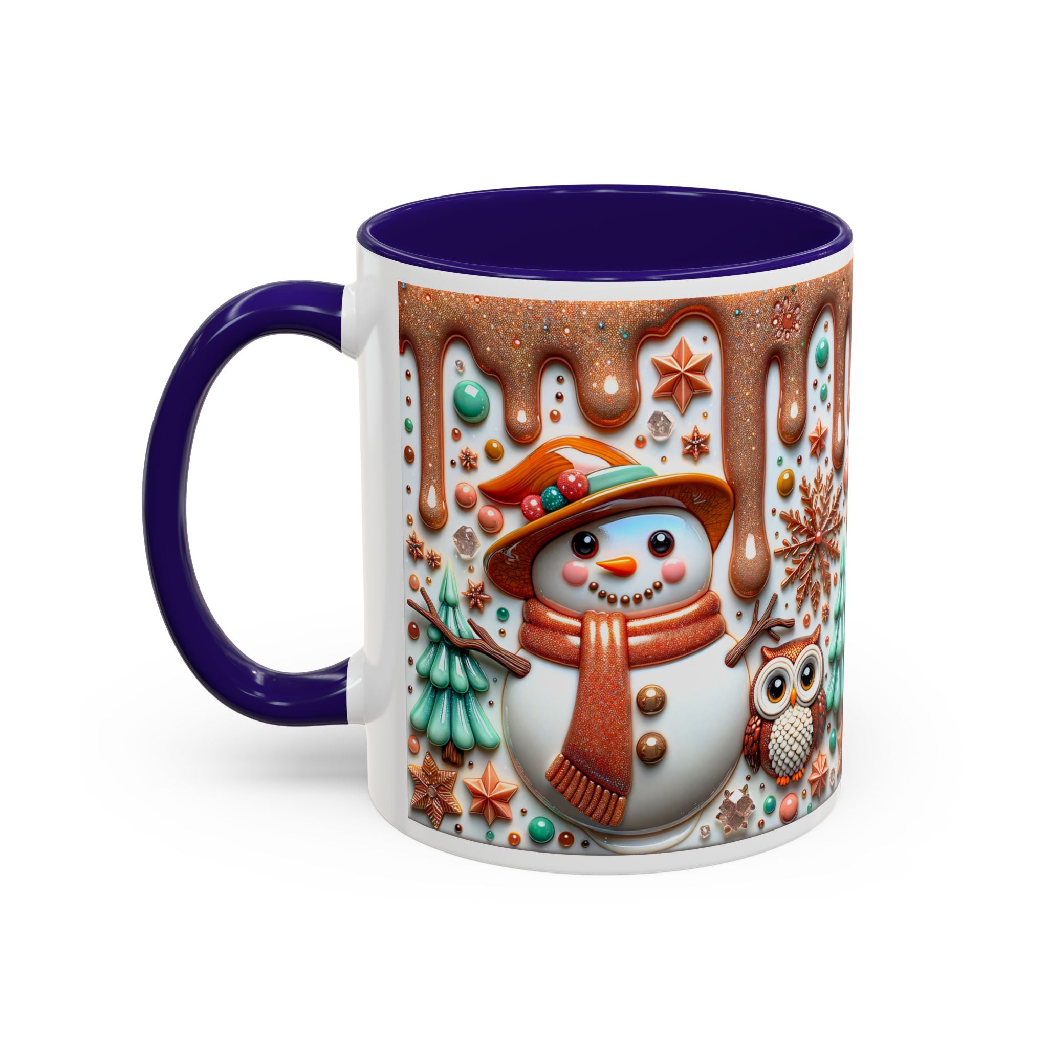 Colorful Holiday Mugs: Festive Owl & Snowman Design, Winter Gift, Christmas Coffee Cup, Cozy Kitchen Decor, Hot Cocoa Mug