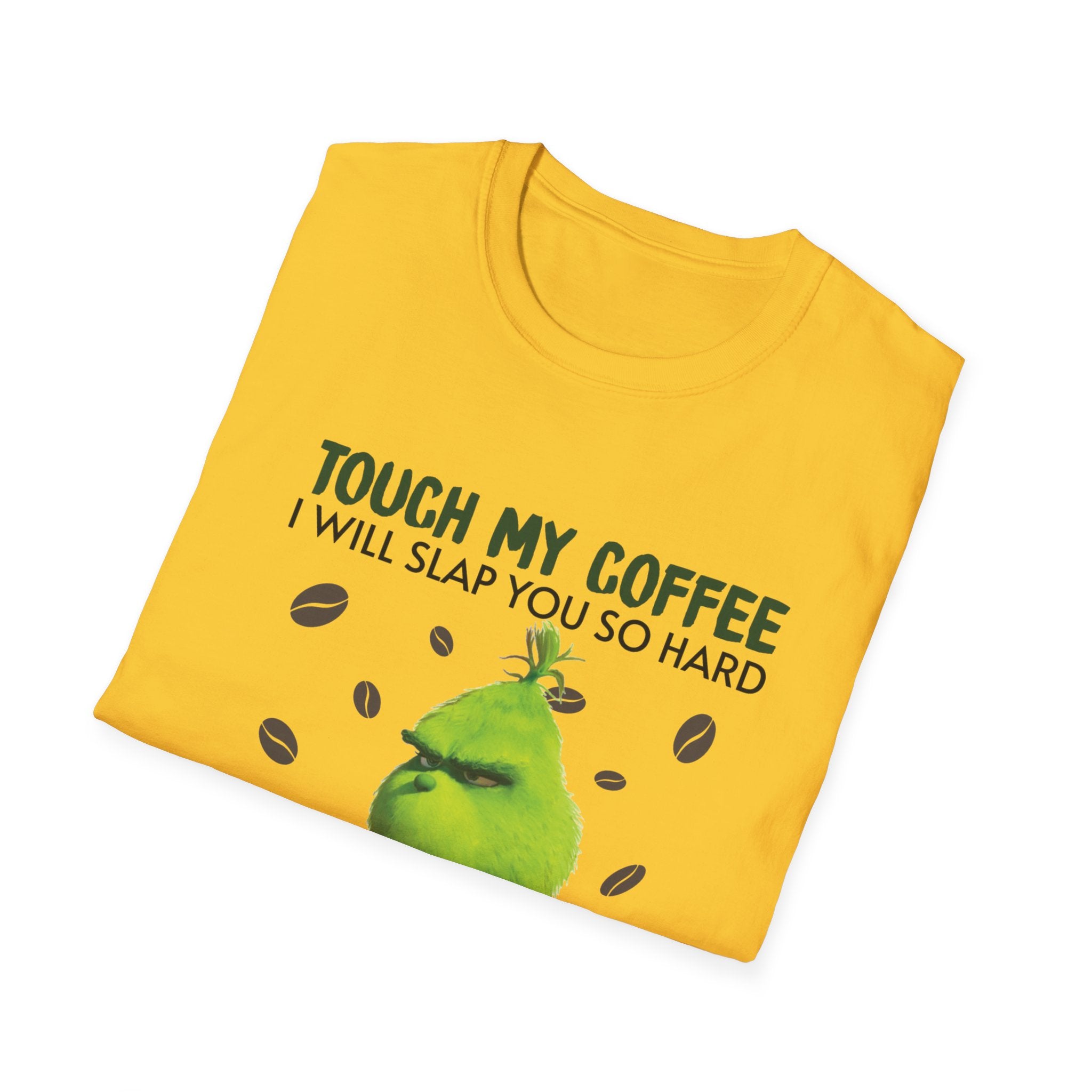 Funny Grinch Coffee T-Shirt, Unisex Tee for Coffee Lovers, Holiday Gift, Quirky Humor Shirt, Perfect for Christmas and Birthdays