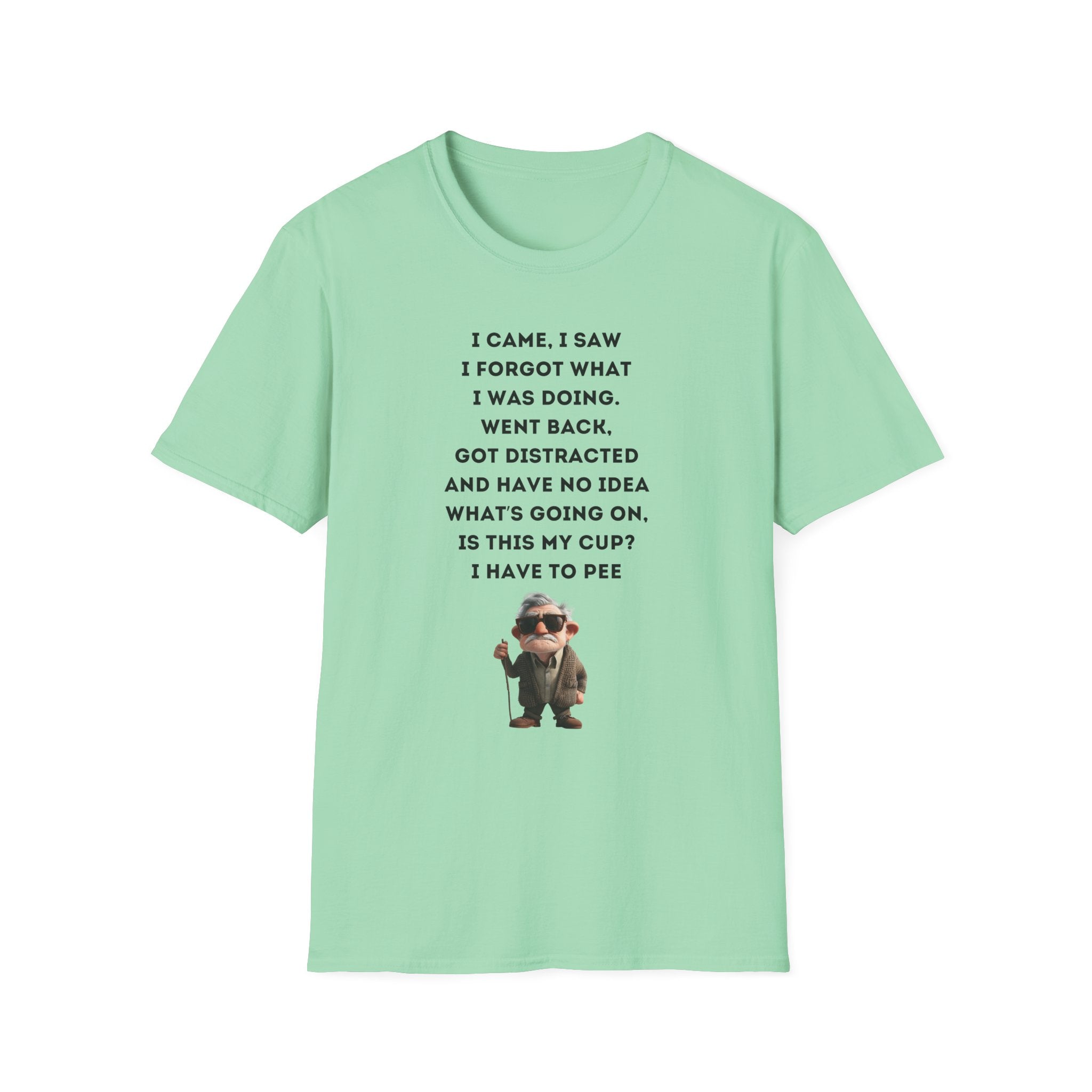 Forgetful Mini Character I Have To Pee T-Shirt | Funny Quote Tee