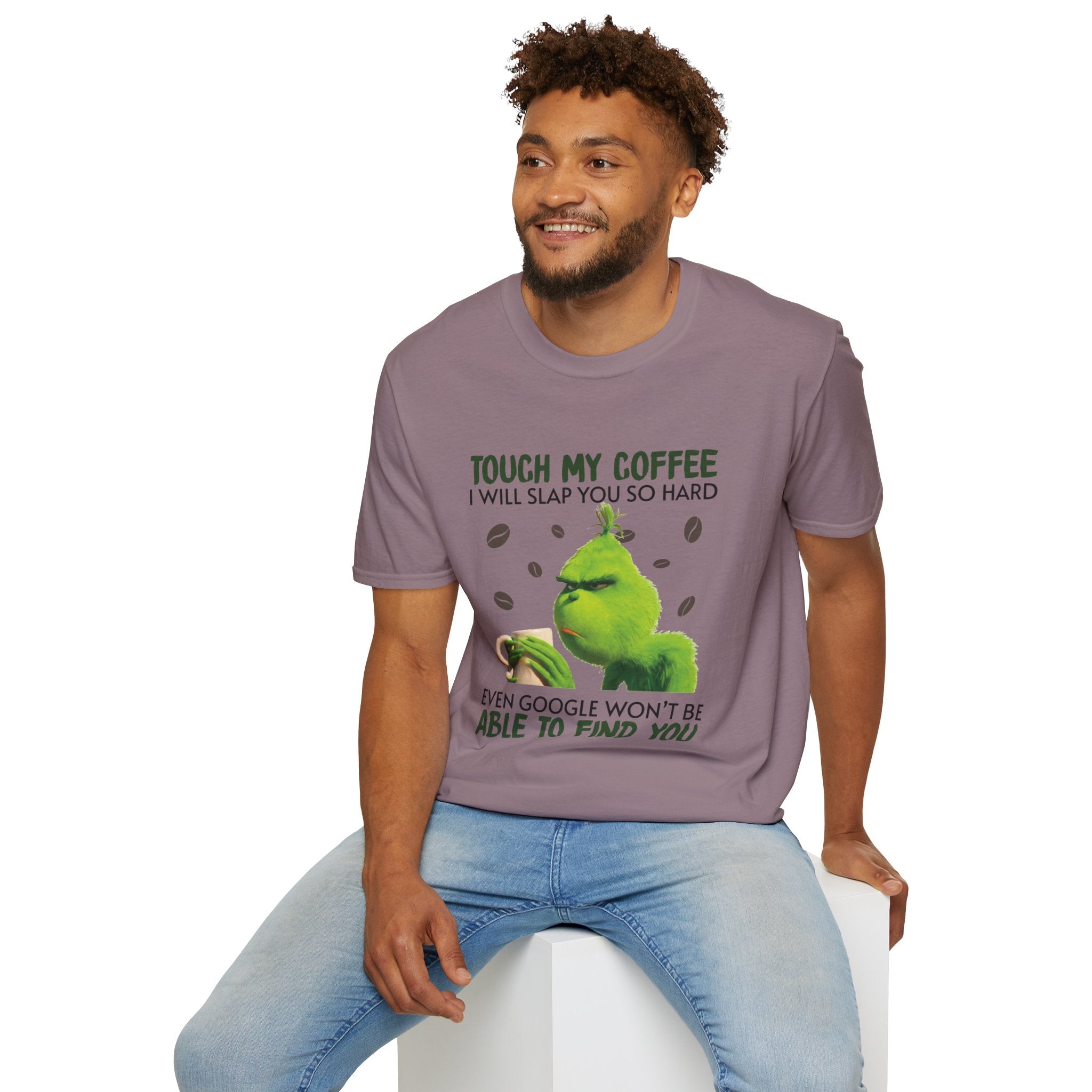 Funny Grinch Coffee T-Shirt, Unisex Tee for Coffee Lovers, Holiday Gift, Quirky Humor Shirt, Perfect for Christmas and Birthdays