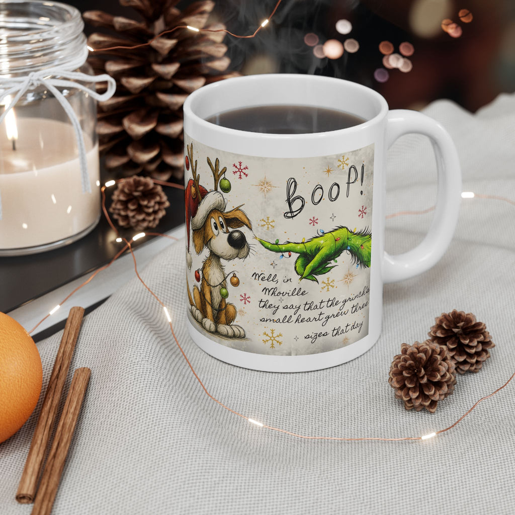 Grinch Paw & Reindeer Puppy Christmas Mug | Ceramic Coffee Mug
