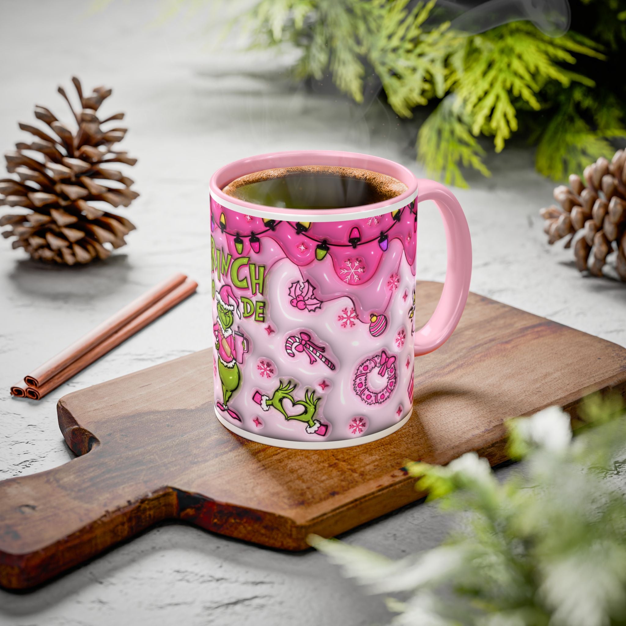 Colorful Grinch Mug, Holiday Gift, Whimsical Drinkware, Festive Coffee Cup, Christmas Decor, Grinch Mode Mug