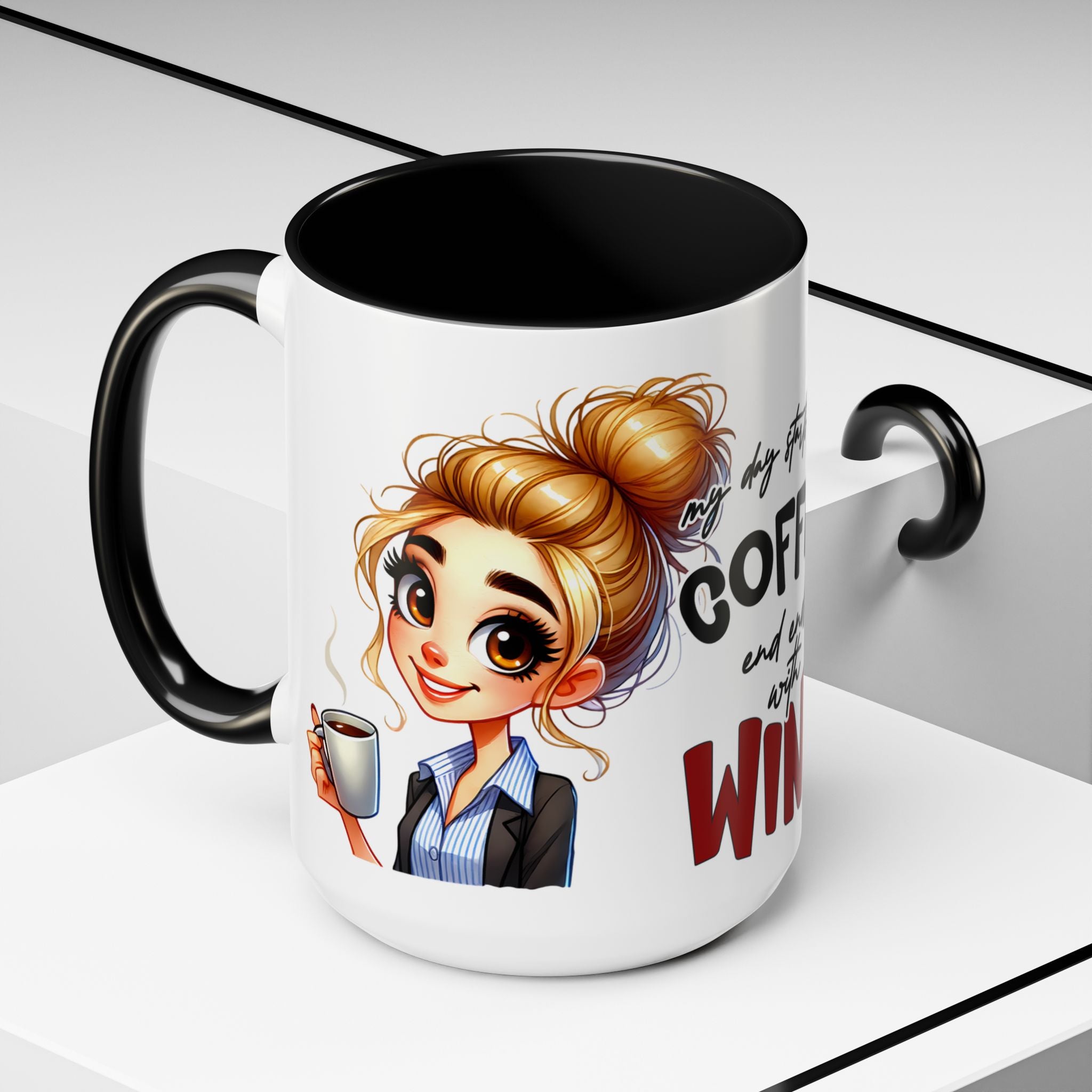 My Day Starts With Coffee and Ends With Wine Mug | Accent Coffee Mug