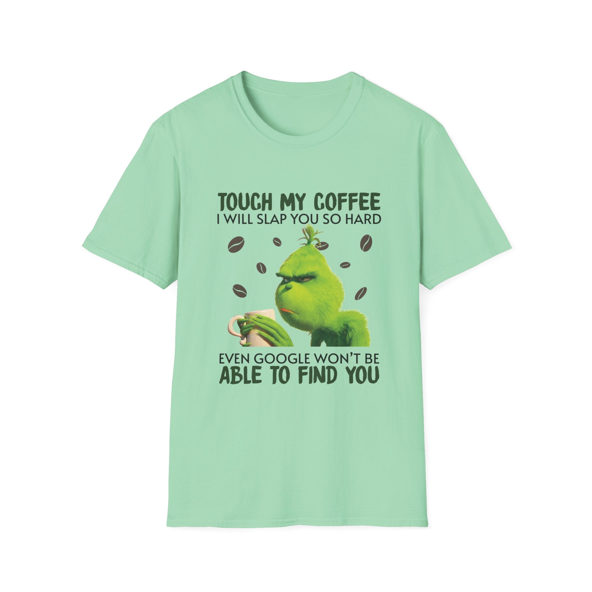 Funny Grinch Coffee T-Shirt, Unisex Tee for Coffee Lovers, Holiday Gift, Quirky Humor Shirt, Perfect for Christmas and Birthdays