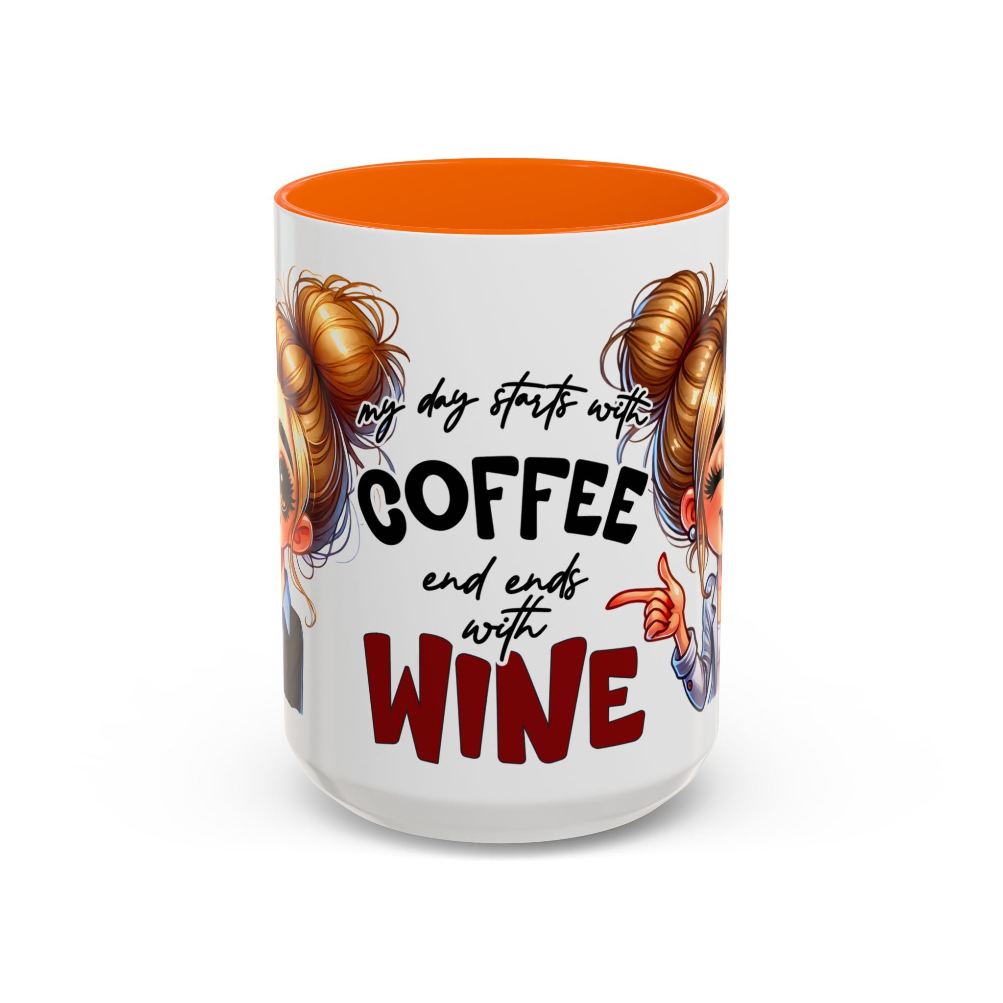 My Day Starts With Coffee and Ends With Wine Mug | Accent Coffee Mug