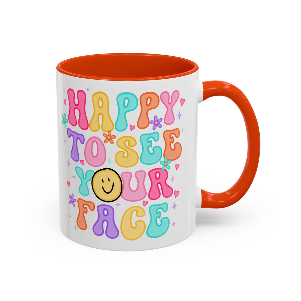 Happy To See Your Face Colorful Coffee Mug — Retro Smiley 11oz/15oz