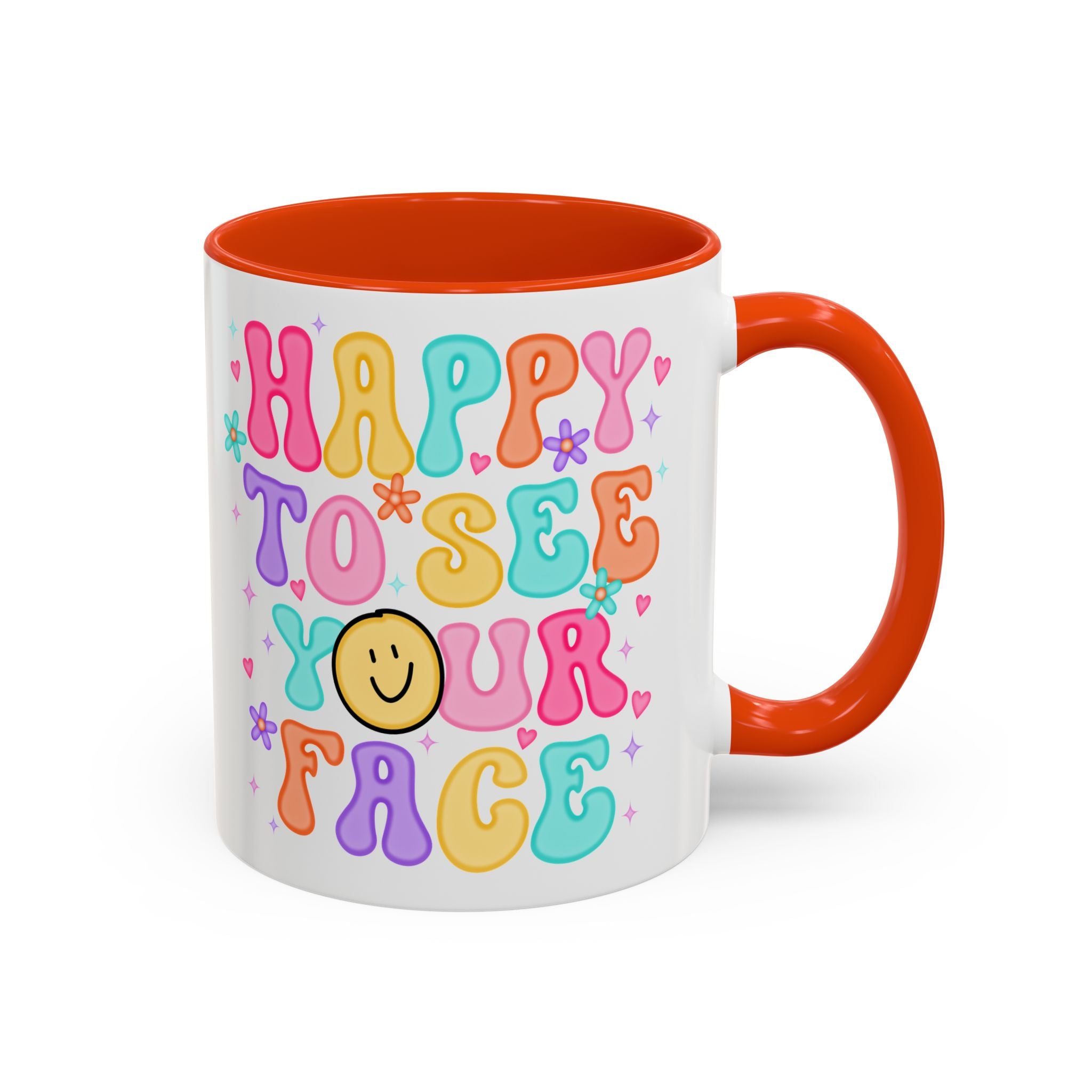 Happy To See Your Face Colorful Coffee Mug — Retro Smiley 11oz/15oz