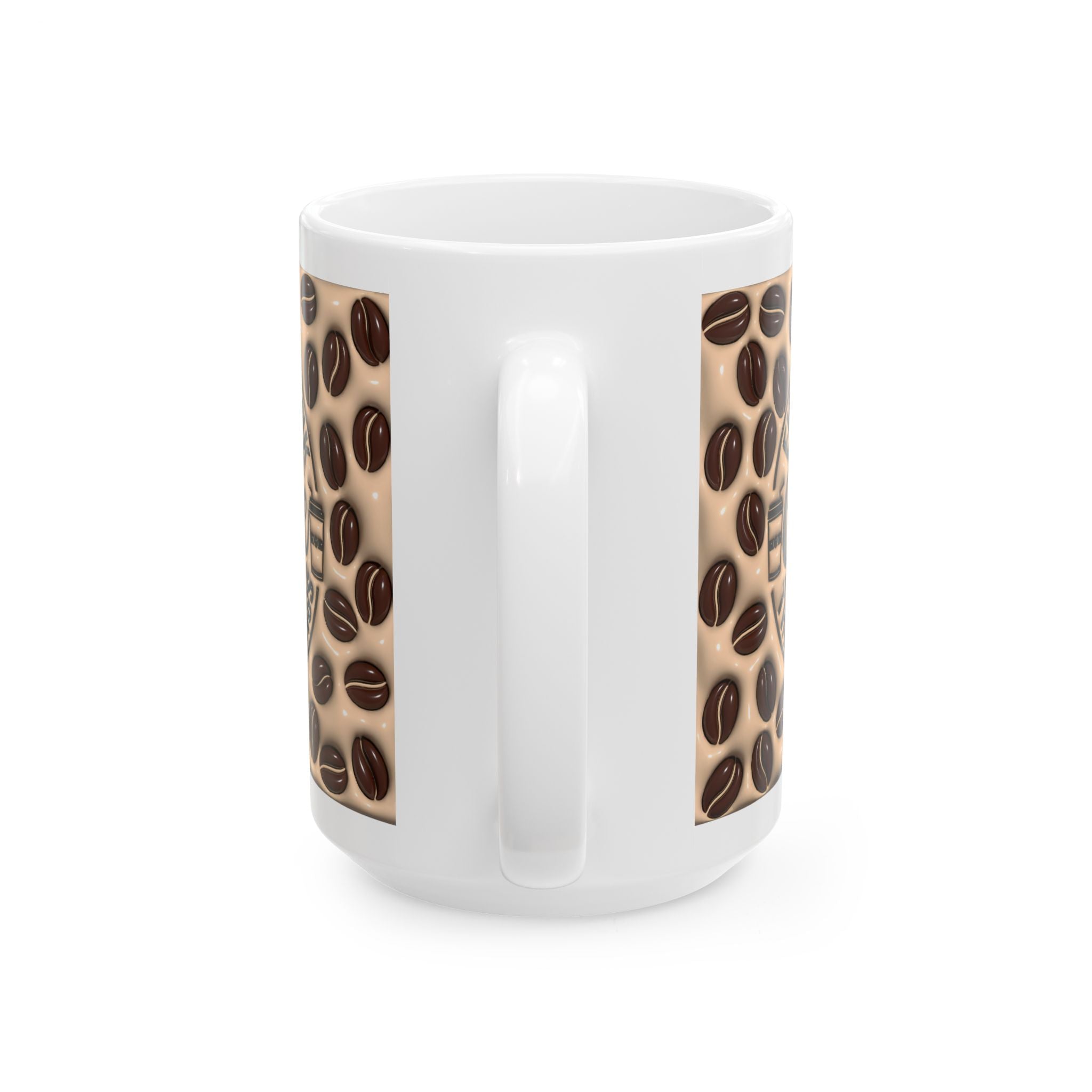 Coffee Beans Pattern Mug | First Drink Coffee Then Do Things Ceramic Mug