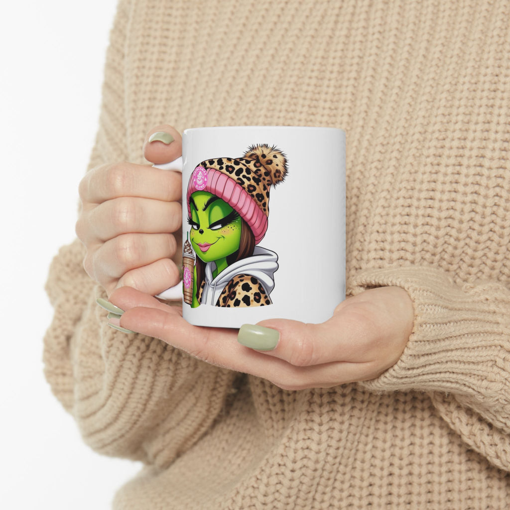 Funky Grinchy-Themed Ceramic Mug | Cute Coffee Cup, Gift for Miss Grinch Lovers, Unique Kitchen Decor, Fun Drinkware, Quirky Mug
