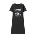 European Women's Fun Coffee Slogan Printed Casual Dress Short Sleeve Round Neck Loose T-Shirt Nightgown Dress