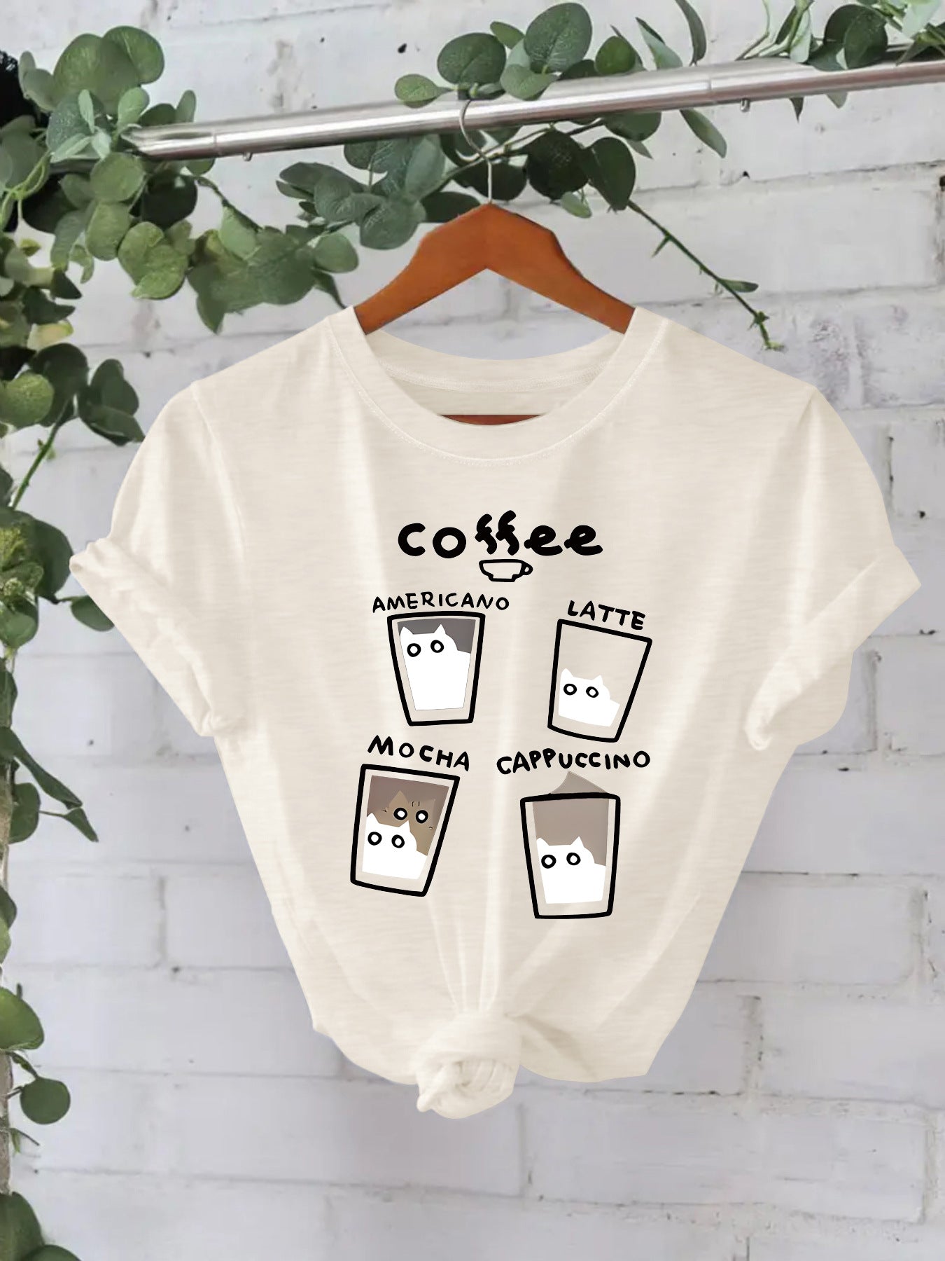 T-shirt short sleeved women's coffee cup