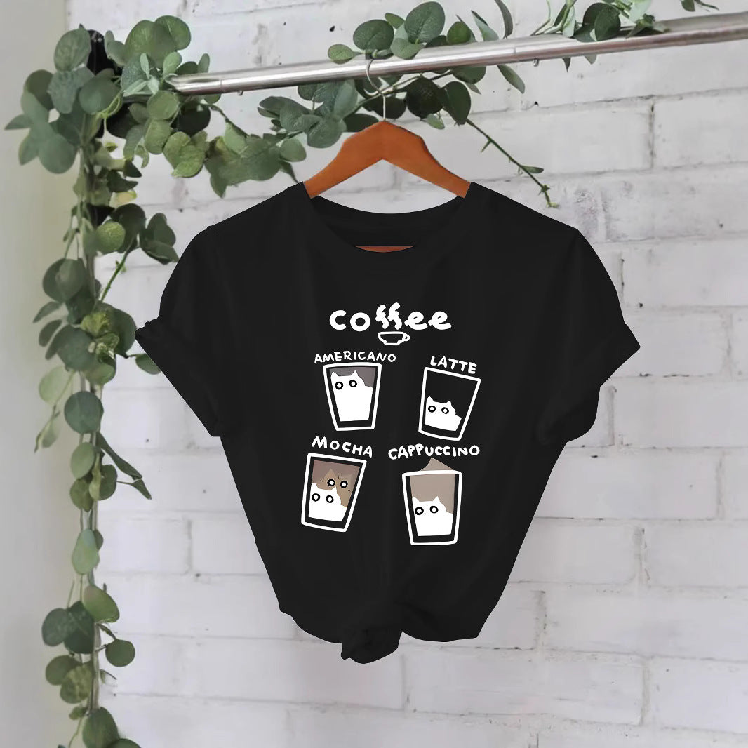 T-shirt short sleeved women's coffee cup