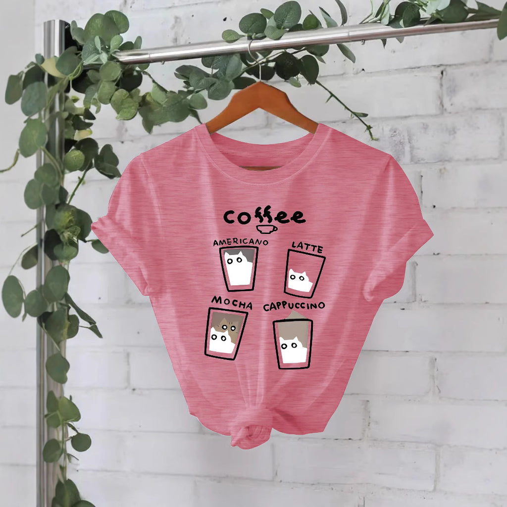 T-shirt short sleeved women's coffee cup