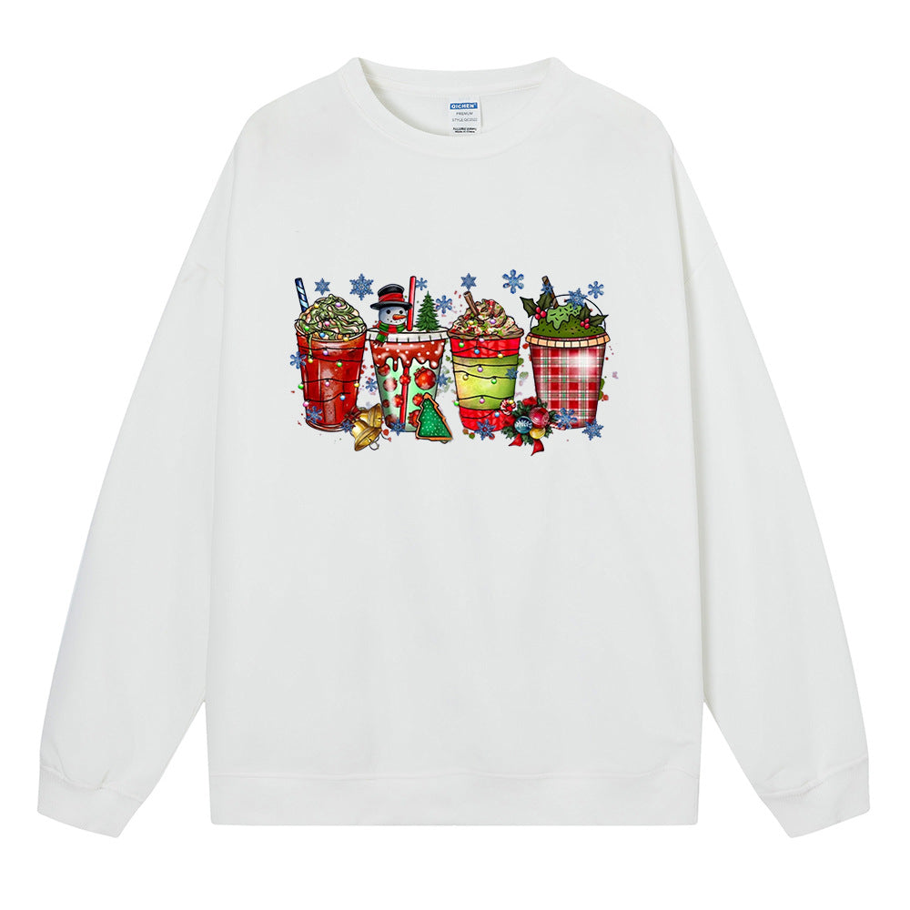 Coffee ice cream Christmas printed hoodie