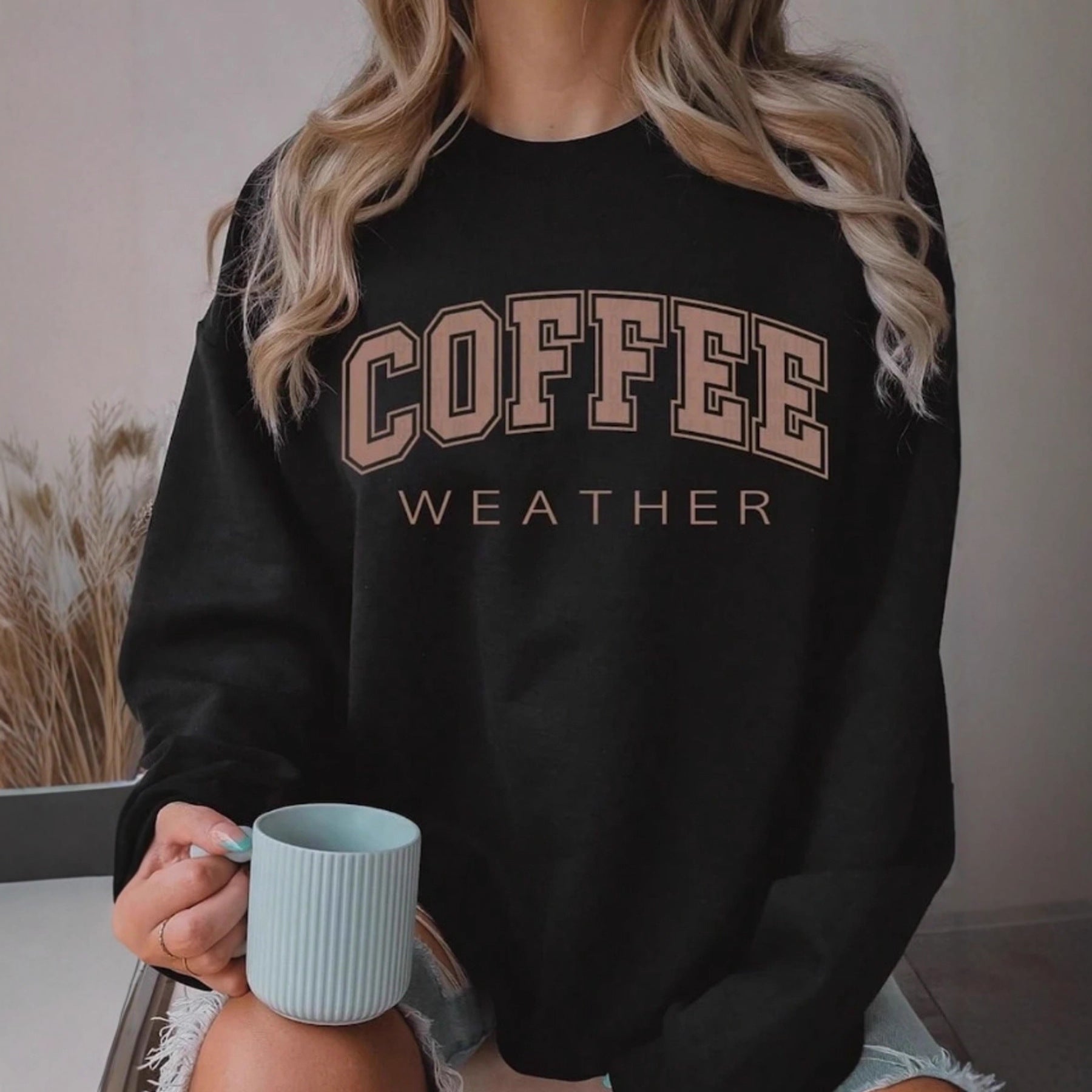 COFFEE pattern print on hoodie