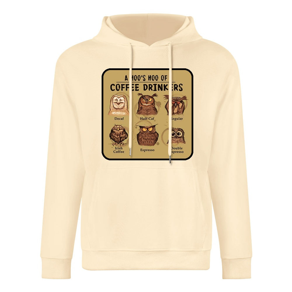Hoo's Hoo of Coffee Drinkers Multiple colors New Pure cotton hooded sweater
