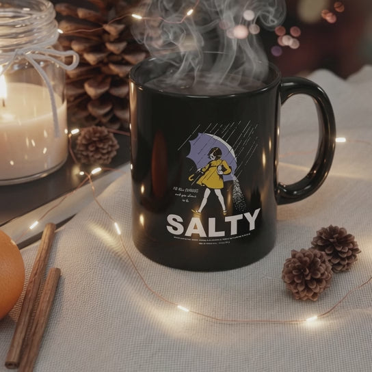 Salty Rainy Day Coffee Mug — Funny 'Salty' Rain Umbrella Design (11oz & 15oz)